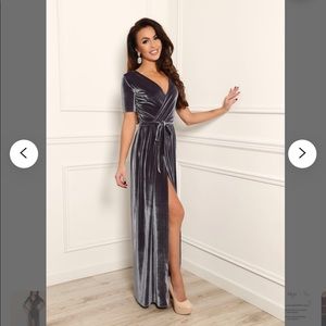 Gorgeous Gray Velvet Maxi Dress
